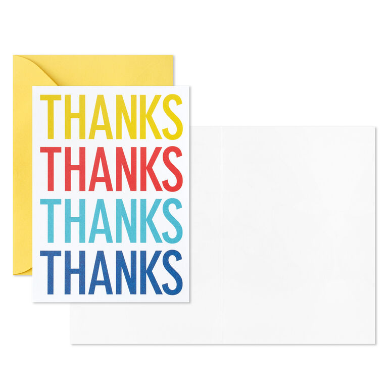 Hallmark Primary Colors Assorted Blank Thank-You Notes, Pack Of 48