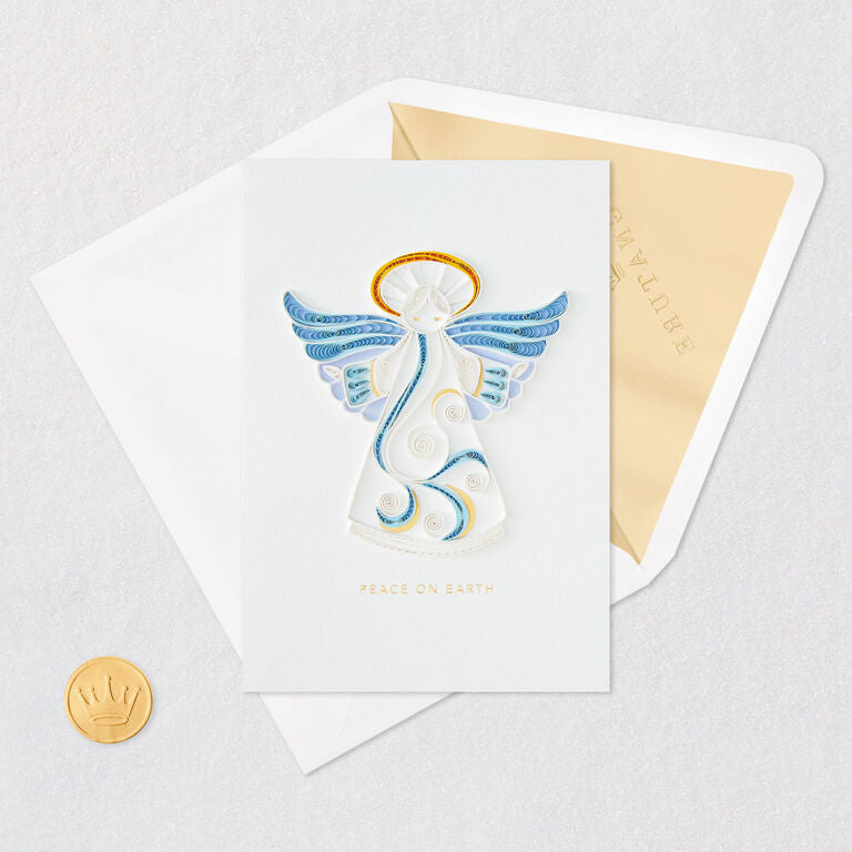 Hallmark Peace On Earth Angel Quilled Paper Handmade Christmas Card