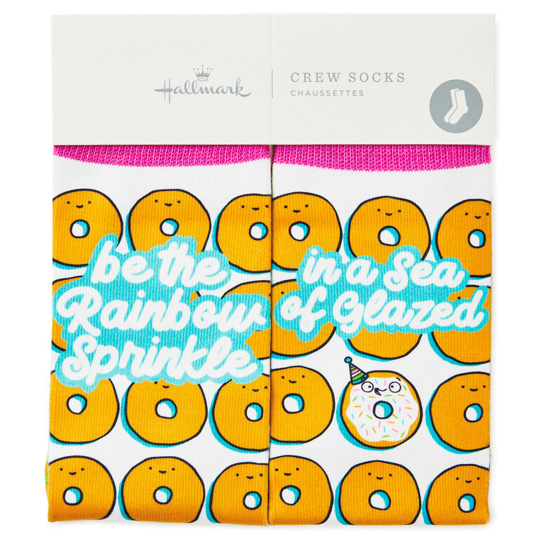 Hallmark Rainbow Sprinkle Donuts Fun Crew Socks