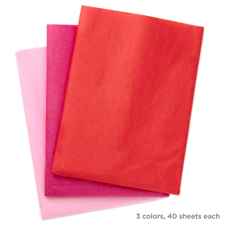 Hallmark Red/Fuchsia/Pink 3-Pack Bulk Tissue Paper, 120 Sheets