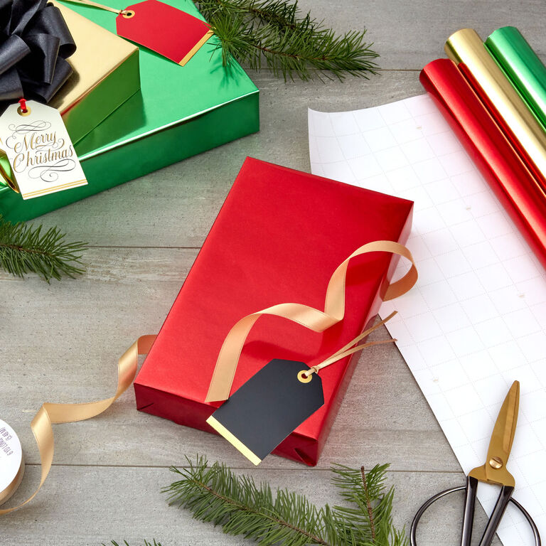 Hallmark Red, Green, Gold Foil 3-Pack Christmas Wrapping Paper, 60 Sq. Ft.