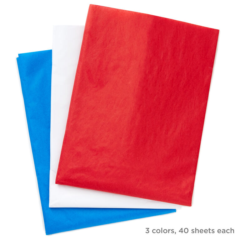 Hallmark Red/White/Blue 3-Pack Bulk Tissue Paper, 120 Sheets