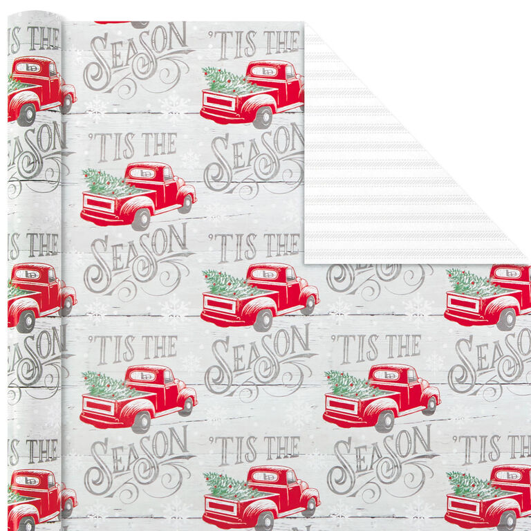 Hallmark Rustic Winter 3-Pack Reversible Metallic Christmas Wrapping Paper, 120 Sq. Ft.