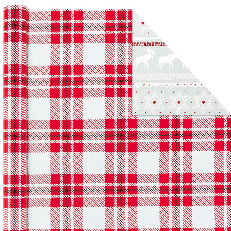 Hallmark Rustic Winter 3-Pack Reversible Metallic Christmas Wrapping Paper, 120 Sq. Ft.