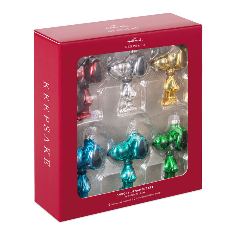 Hallmark The Peanuts® Gang Snoopy Glass Ornaments, Set Of 6