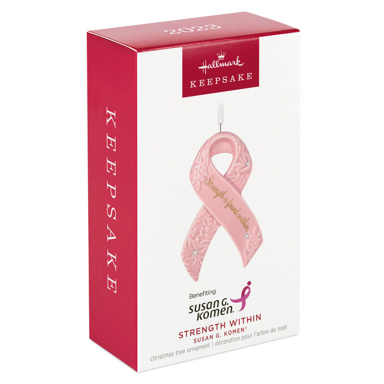 Hallmark Strength Within Pink Ribbon Porcelain Ornament Benefiting Susan G. Komen®