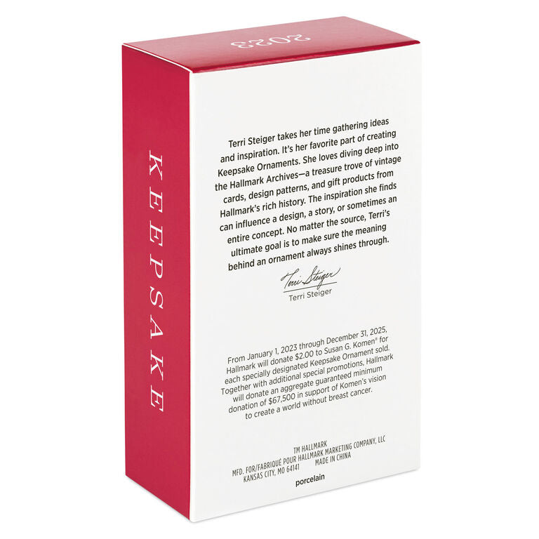 Hallmark Strength Within Pink Ribbon Porcelain Ornament Benefiting Susan G. Komen®