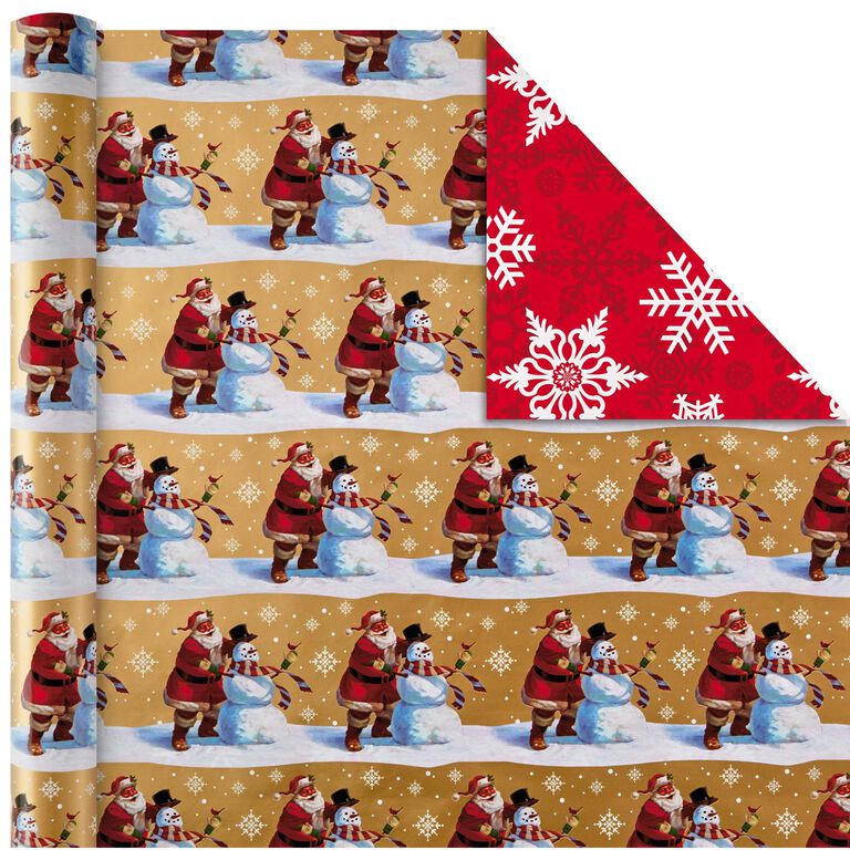 Hallmark Traditional Christmas 4-Pack Reversible Wrapping Paper Rolls, 150 Sq. Ft.