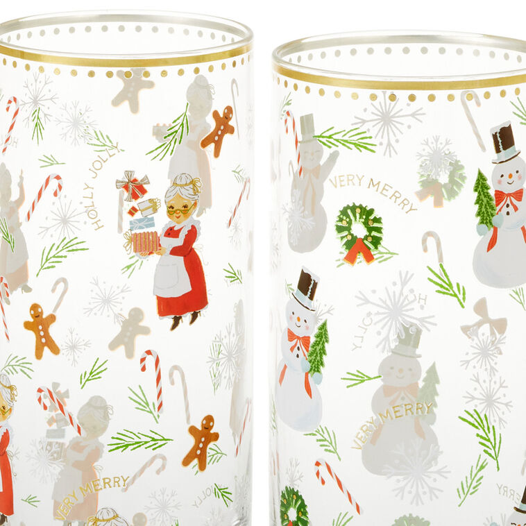 Hallmark Vintage Santa And Friends Drinking Glasses, Set Of 4