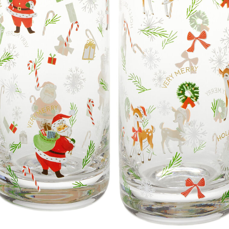 Hallmark Vintage Santa And Friends Drinking Glasses, Set Of 4