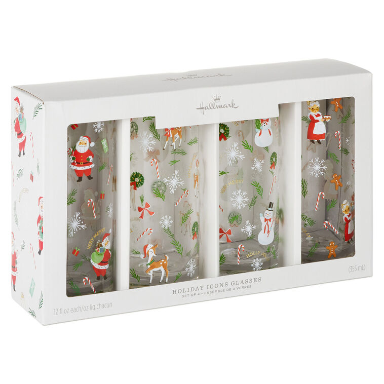 Hallmark Vintage Santa And Friends Drinking Glasses, Set Of 4