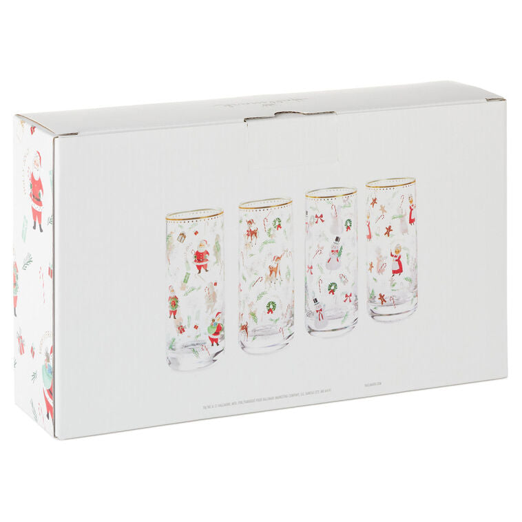 Hallmark Vintage Santa And Friends Drinking Glasses, Set Of 4