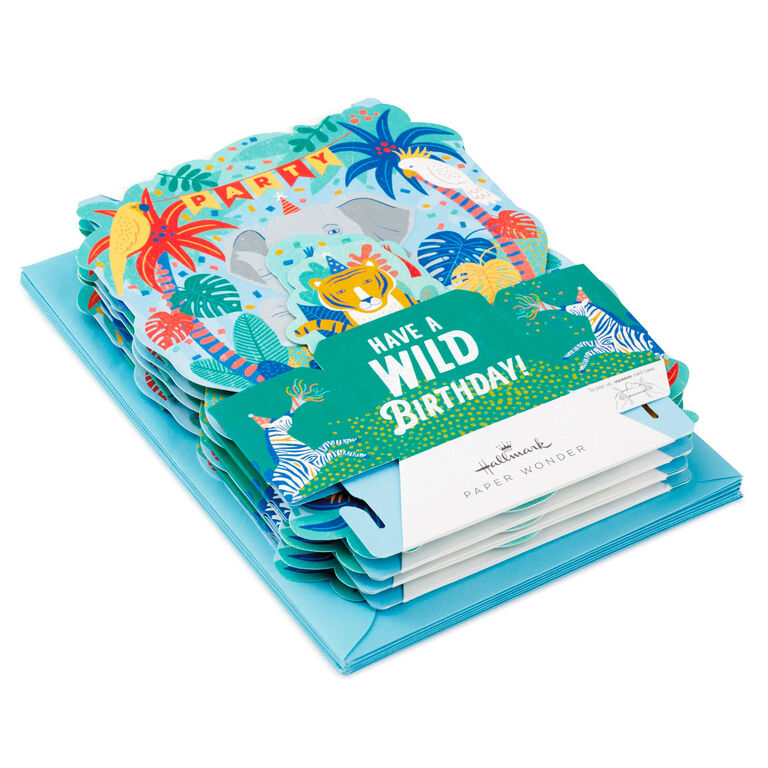 Hallmark Wild Animal Party Boxed Pop-Up Birthday Cards, Pack Of 8
