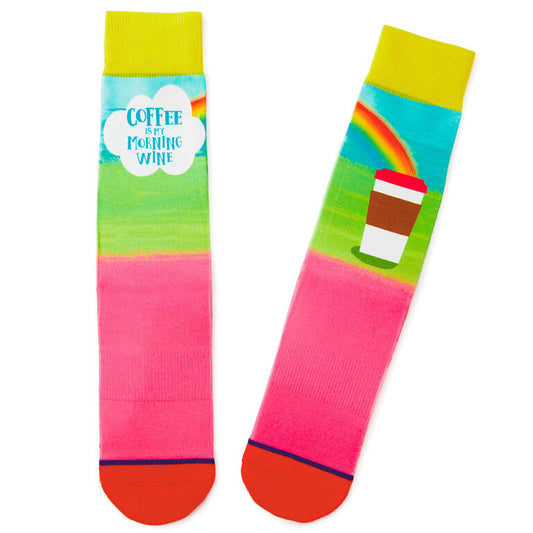 Hallmark Coffee Is My Morning Wine Funny Crew Socks